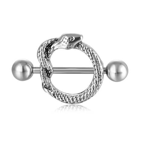 Gioielli Per Piercing Al Capezzolo A Serpente Lega Acciaio Inossidabile Punk Animale Gotico Accessorio Per Il Corpo Tono Argento