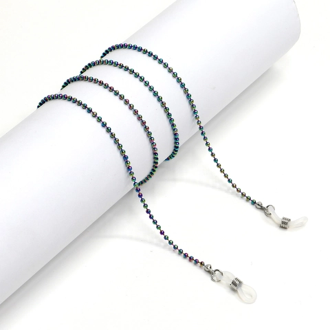 Colorful Beaded Glasses Chain Metallic Rainbow Anti-Slip Eyewear Strap Fashionable Sunglasses Holder For Sports Travel