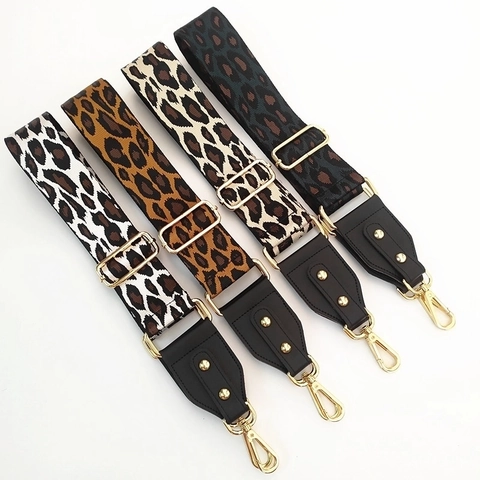 Correa Ancha Para Bolso Con Estampado De Leopardo Reemplazo Ajustable Tela Cuero Sintético Cinturón Cruzado Con Hebillas De Metal Dorado