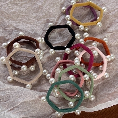 Elastici Capelli Künstliche Perle Scrunchies Fermacoda Stile Coreano Künstliche Perle Artificiali Accessori Per Capelli Donna