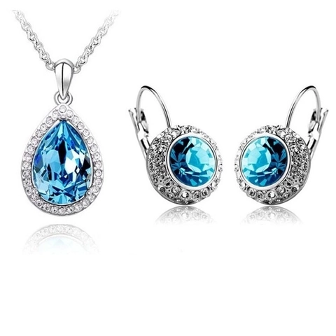Elegante Collana E Orecchini Con Cristalli A Goccia D Acqua Lega Strass Gioielli Scintillanti Per Donne Matrimonio Festa