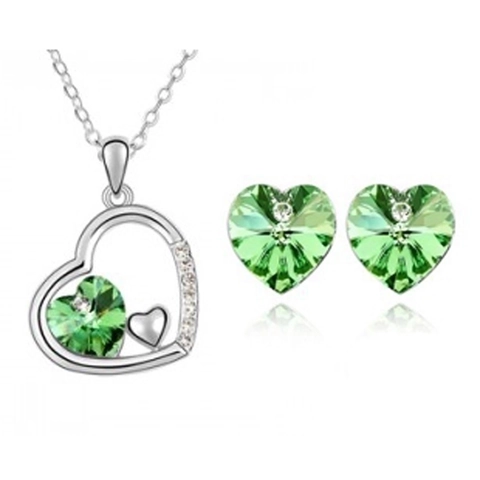 Collana E Orecchini A Cuore Lega Cristallo Di Vetro Strass Gioielli Di Moda Romantici Per Donne
