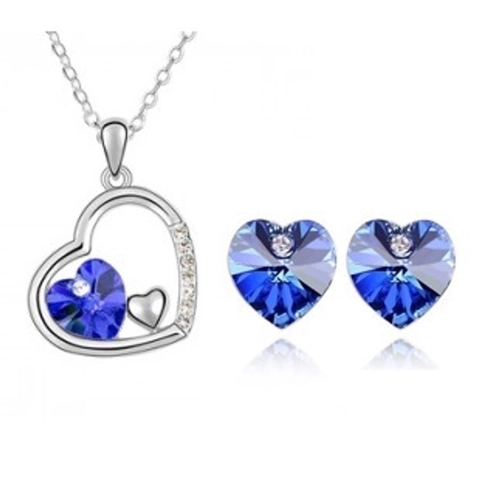 Collana E Orecchini A Cuore Lega Cristallo Di Vetro Strass Gioielli Di Moda Romantici Per Donne