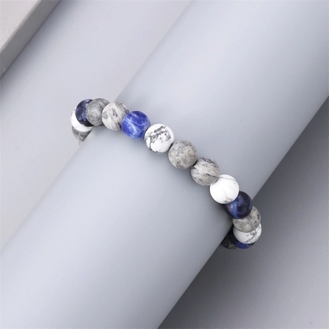 Solar System Galaxy Starry Sky Natural Stone Beaded Bracelet Matte Elastic Jewelry For Men