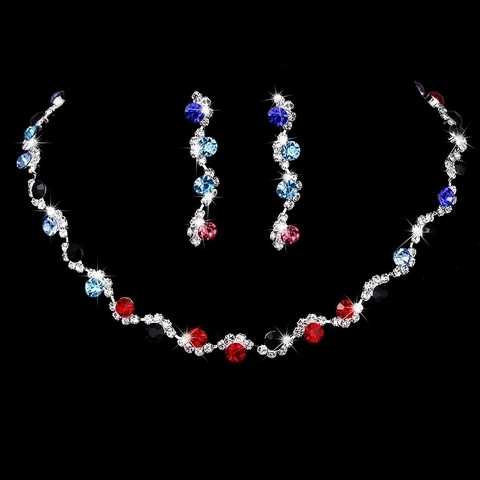 Gioielli Da Sposa Collana Orecchini Bracciale Elegante Strass Cristallo Scintillante Matrimonio Festa Serata Donna Accessorio