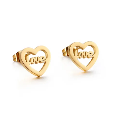 Orecchini A Lobo Cuore Acciaio Inossidabile Lettera Love Traforato Gioielli Moda Da Donna