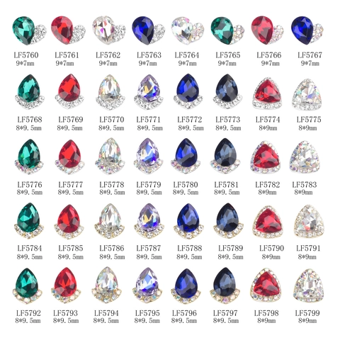 Nail Art Charms Alloy Glass Rhinestone Heart Water Drop Shape Colorful 3D Decorations Japanese Style Elegant Accessory