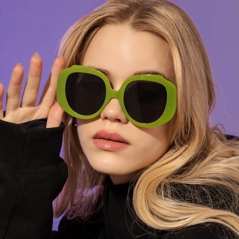 Women Oversized Round Sunglasses UV400 Protection PC Frame Candy Colors Y2K Retro Fashion Travel Party Eyewear