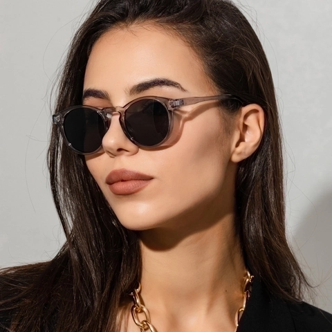 Gafas De Sol Redondas Retro Vintage Montura Ovalada De Plástico Protección UV400 Decoración De Remaches Para Mujeres Hombres