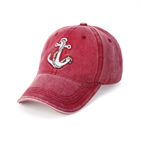 Cappello Da Baseball In Cotone Lavato Denim Unisex Ricamo Ancora Vintage Traspirante Casual Protezione Solare All'aperto