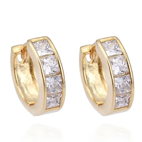 Mode Minimalistische 18K Vergoldete Kupfer Ohrringe Mit Quadratischen Zirkonia Für Damen Einfache U-Form Ohrringe Schmuck