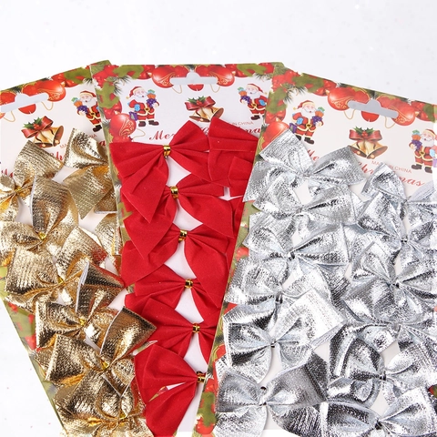 Mini Fiocchi Decorativi Natalizi In Velluto Floccato E Tessuto Luccicante Ornamenti Appesi Festivi Per Albero Di Natale