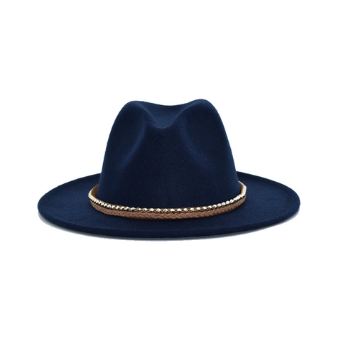 Καπέλο Fedora Με Φαρδύ Γείσο Για Άνδρες Και Γυναίκες Vintage Jazz Τσόχα Διακόσμηση Χρυσή Αλυσίδα Πλεγμένο Σχοινί