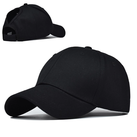 Gorra De Béisbol Con Cola De Caballo Mujer Algodón Agujero Para Moño Ajustable Color Sólido Casual