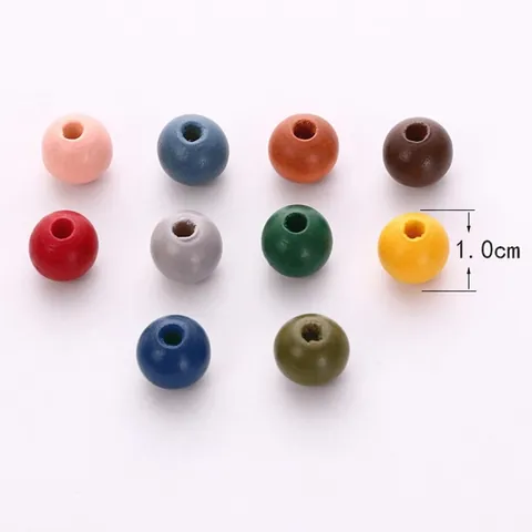 Colorful Painted Wood Round Beads Loose Straight Hole Wooden Spacer Beads For DIY Jewelry Making Handmade Crafts Arts