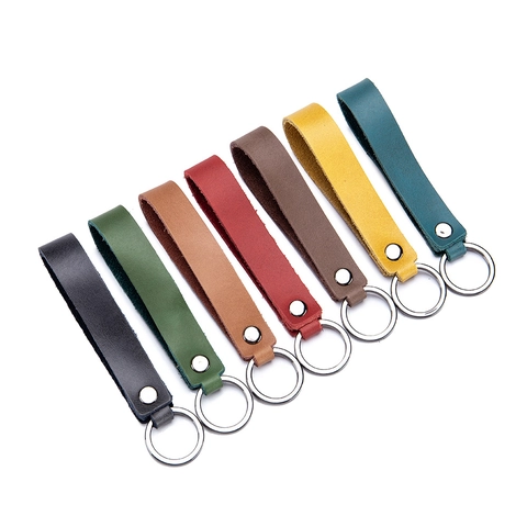 Portachiavi Minimalista in Vera Crosta di Cuoio per Chiavi Auto Cinturino in Pelle Unisex Resistente con Fermaglio in Metallo