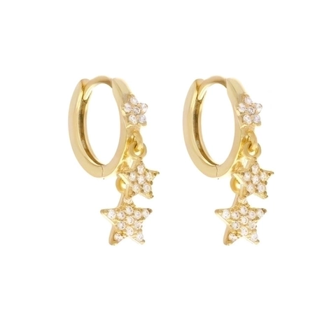 Orecchini Huggie Stella Rame Zircone Con Perno Argento 925 Gioielli Moda Coreana Delicati Per Donna