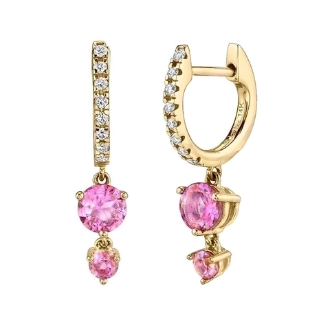 Roze Zirkoon Hoop Oorbellen Met 925 Sterling Zilveren Oorknopje Ster Maan Kruis Hart Geometrische Koperen Sieraden Voor Dames