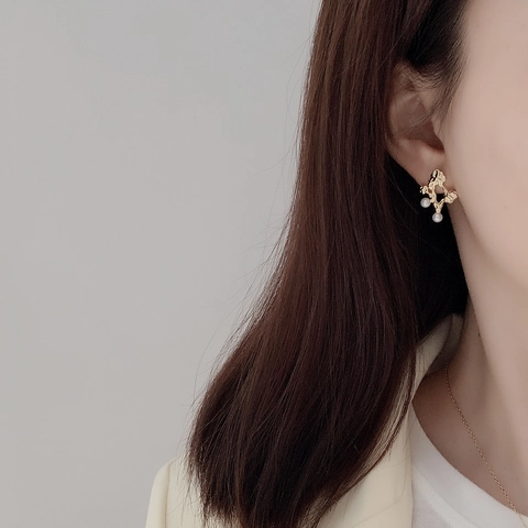 Französisch Stil Unregelmäßige Hohlperle Ohrstecker Mit 925 Sterling Silber Ohrstecker Minimalistischer Goldschmuck Damen