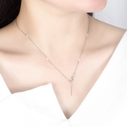 Collar De Cadena Universal Ajustable De Plata De Ley S925 Para Mujer Con Extremo De Aguja Para Colgantes Joyería Minimalista