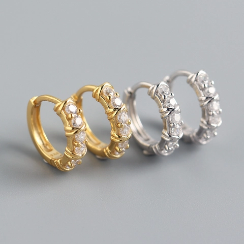 Pendientes Huggie Hoop De Plata De Ley 925 Con Circonitas Joyas Geométricas Para Mujer Minimalistas De Tendencia