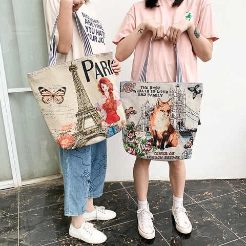 Vintage Floral Butterfly Print Canvas Tote Bag Large Capacity Women Artistic Pattern Shoulder Handbag For Casual Travel Shopping