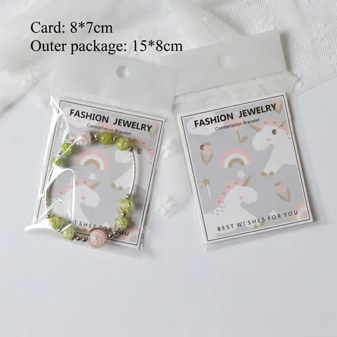 Self-Adhesive OPP Plastic Jewelry Packaging Bags With Printed Display Cards Cartoon Unicorn Constellation Style For Bracelet Necklace Storage