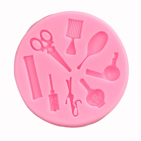 Stampo In Silicone Strumenti Per Parrucchieri Forbici Pettine Asciugacapelli Per Fondant Cioccolato Decorazione Torte DIY