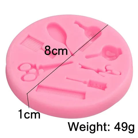 Stampo In Silicone Strumenti Per Parrucchieri Forbici Pettine Asciugacapelli Per Fondant Cioccolato Decorazione Torte DIY