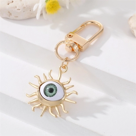 Portachiavi Sole Malocchio in Lega Con Strass E Toppa in Resina Ciondolo Per Borsa Occhio del Diavolo Placcato Oro Gioielli da Donna Regalo