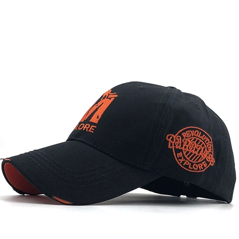 Embroidered Explore Letter Cotton Baseball Cap Distressed Retro Adjustable Outdoor Sports Hat For Men Women