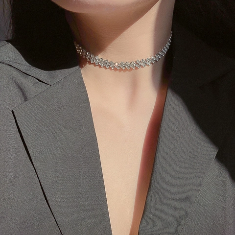 Collana Choker In Rame Con Strass Per Donna Design Elegante A Onda Catena Per Clavicola Regolabile Gioielli Di Moda
