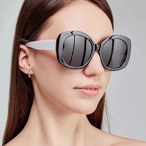 Gafas De Sol Ovaladas De Montura Grande De Moda Para Mujeres Hombres Retro Protección UV Montura PC Lentes AC Exterior