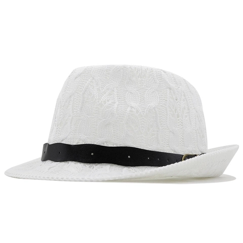 Handwoven Straw Fedora Hat For Women Men Summer Beach Sun Hat With Leather Belt Buckle Casual Breathable Jazz Panama Cap