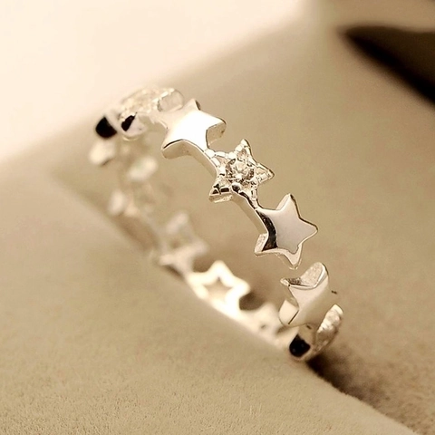 Eleganter Stern Link Verstellbarer Ring Kupfer Zirkon Minimalistischer Zierlicher Schmuck Geschenk Für Frauen