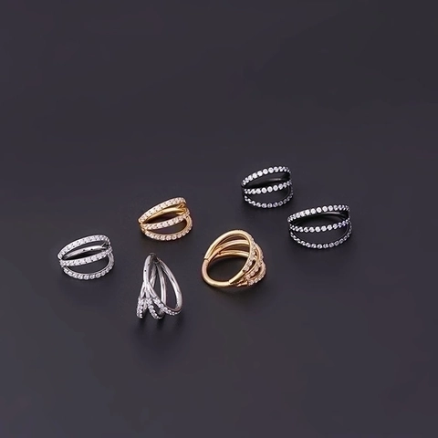 Stainless Steel Nose Hoop Ring Multi Row Zircon Septum Clicker Hinged Segment Cartilage Earring Piercing Jewelry