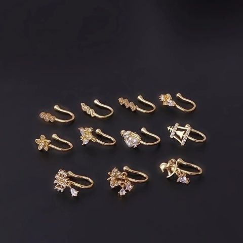 Zircon Non Piercing Nose Clip Copper Micro Pave Fake Nose Ring Fashion Body Jewelry For Women Girls
