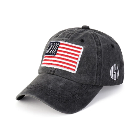 Cappello Da Baseball In Cotone Lavato Vintage Ricamo Bandiera USA Patch Regolabile Retro Dad Hat Cappello Da Sole