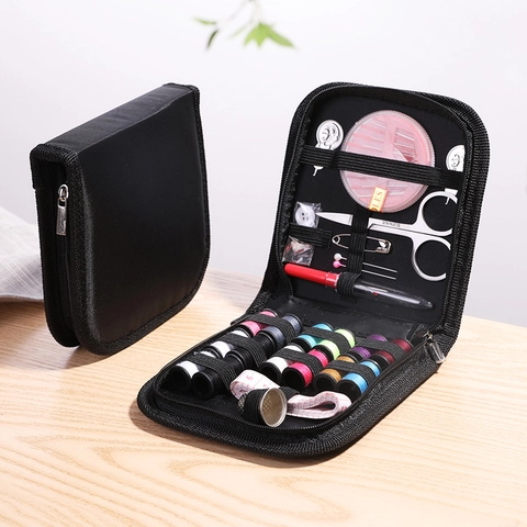 Portable Sewing Kit Home Travel Emergency Repair Oxford Cloth Zipper Bag Stainless Steel Scissors Multi Color Threads Needles
