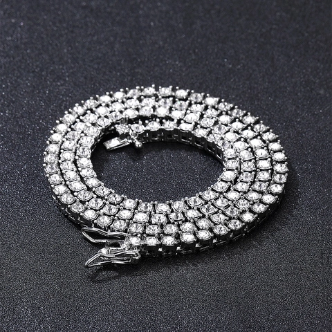 Tennis Kette Halskette Legierung Strass Full Iced Out Hip Hop Miami Stil Unisex Schmuck Box Verschluss