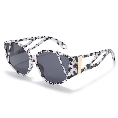 Occhiali Da Sole Oversize Occhio Di Gatto Donna PC Aste Geometriche Protezione UV400 Lenti Sfumate Motivo Marmo Avanguardia