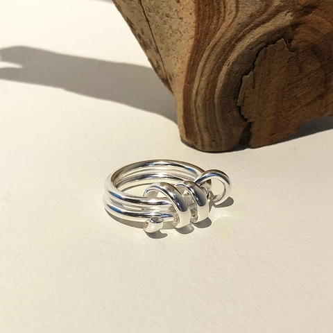 925 Sterling Silver Ring Double Loop Spring Design Minimalist French Style Jewelry For Women