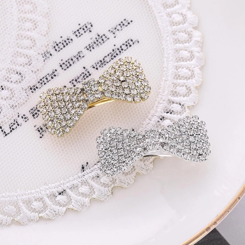 Fermagli Per Capelli Con Fiocco In Strass Lega Mollette Laterali Scintillanti Elegante Copricapo In Stile Coreano Per Donna