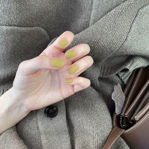 Solid Color Matte Press On Nails Short Square Grass Green Frosted Fake Nails For DIY Nail Art