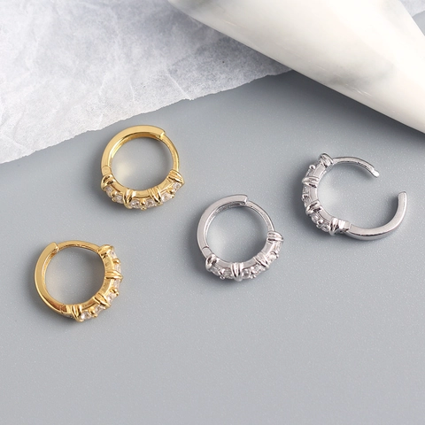 Pendientes Huggie Hoop De Plata De Ley 925 Con Circonitas Joyas Geométricas Para Mujer Minimalistas De Tendencia