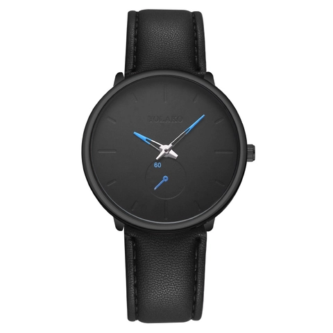 Minimalist Men Quartz Watch Leather Strap Alloy Case Small Seconds Sub Dial Business Casual Fashion Wristwatch