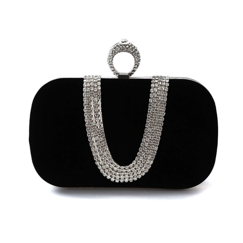 Samt Abendtasche Clutch Strass Ringverschluss U-Förmige Quasten Formelle Hochzeit Party Elegant Vintage Handtasche Für Damen