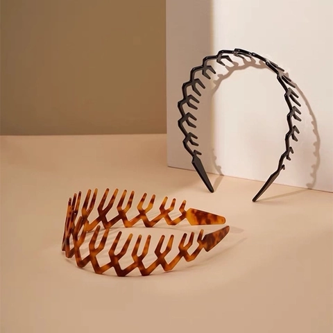 Cerchietto Ondulato Denti Antiscivolo Plastica Resina Zigzag Fascia Per Lavaggio Viso Moda Accessori Capelli Donne