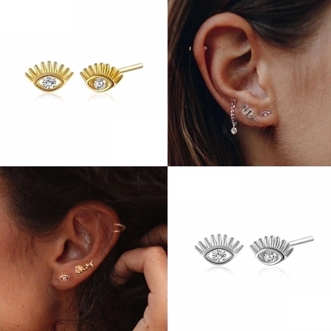 Evil Eye Ohrstecker Mit 925 Sterling Silber Ohrstecker Funkelnde Zirkonia Zierlicher Modeschmuck Für Damen Geschenk