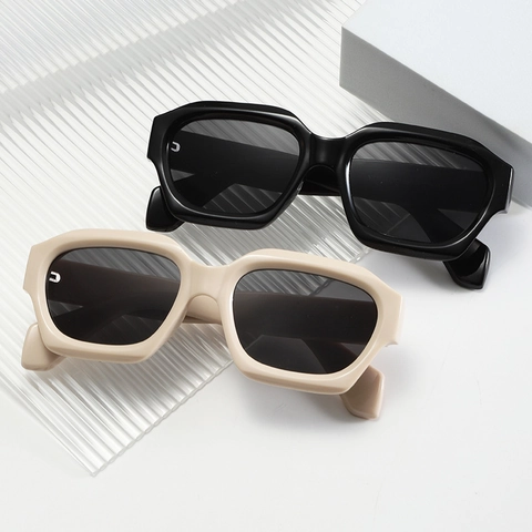 Polarisierte Quadratische Sonnenbrille Retro Dickem Rahmen Geometrische PC Material UV400 Schutz Brille Für Outdoor Reisen